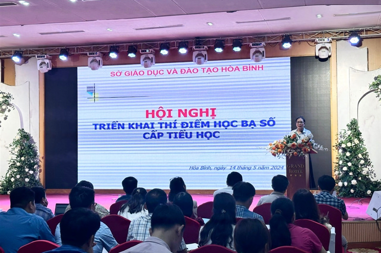 Nhà giáo Nguyễn Thị Hồng Diễm, Trưởng phòng GDMN&GDTH  định hướng về việc triển khai thí điểm học bạ số cấp tiểu học trên địa bàn tỉnh